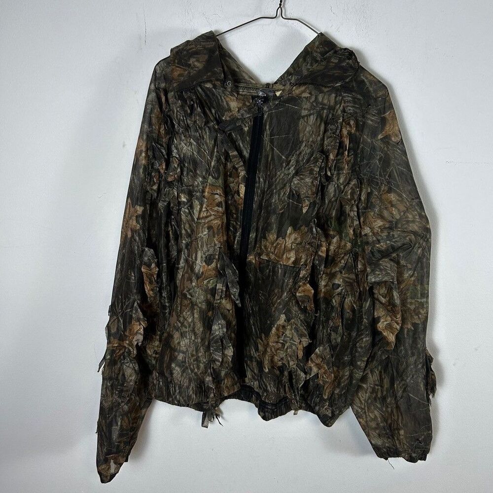 Mossy Oak Break Up 3D Leafy Camo Ghillie Jacket Mens XL Full Zip Hooded Hunting